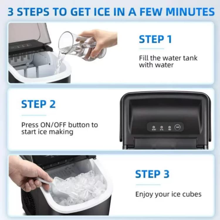 BADALO Countertop Ice Maker, Makes 26 lbs of Ice in 24 Hours