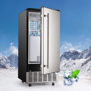 Topdeep Untercounter Commercial Ice Machine, Built-in Ice Maker Machine with 80LBS Per Day, Stainless Steel Commercial Ice Maker, Cold Insulation, Auto Clean, with 29 Pounds Storage Bin