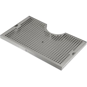 kegco seco-1610d 16" x 10" surface mount drip tray - 3" column cut-out - ss, with drain