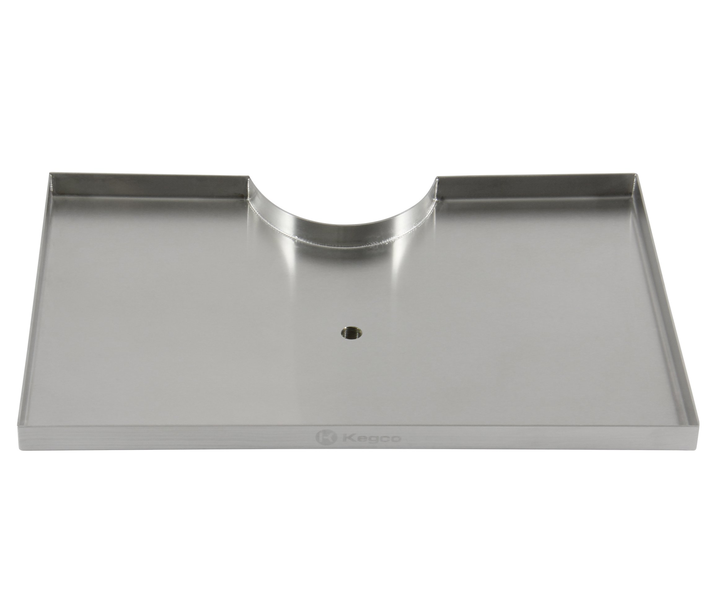 Kegco SECO-1610D 16" x 10" Surface Mount Drip Tray - 3" Column Cut-Out - SS, with Drain