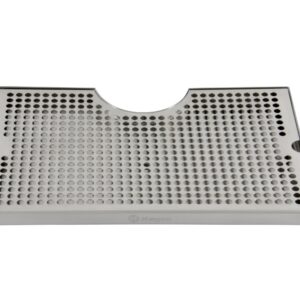 Kegco SECO-1610D 16" x 10" Surface Mount Drip Tray - 3" Column Cut-Out - SS, with Drain