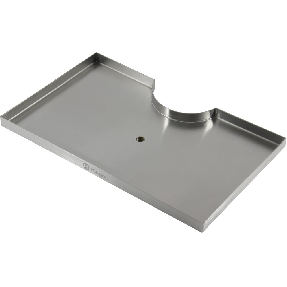 Kegco SECO-1610D 16" x 10" Surface Mount Drip Tray - 3" Column Cut-Out - SS, with Drain