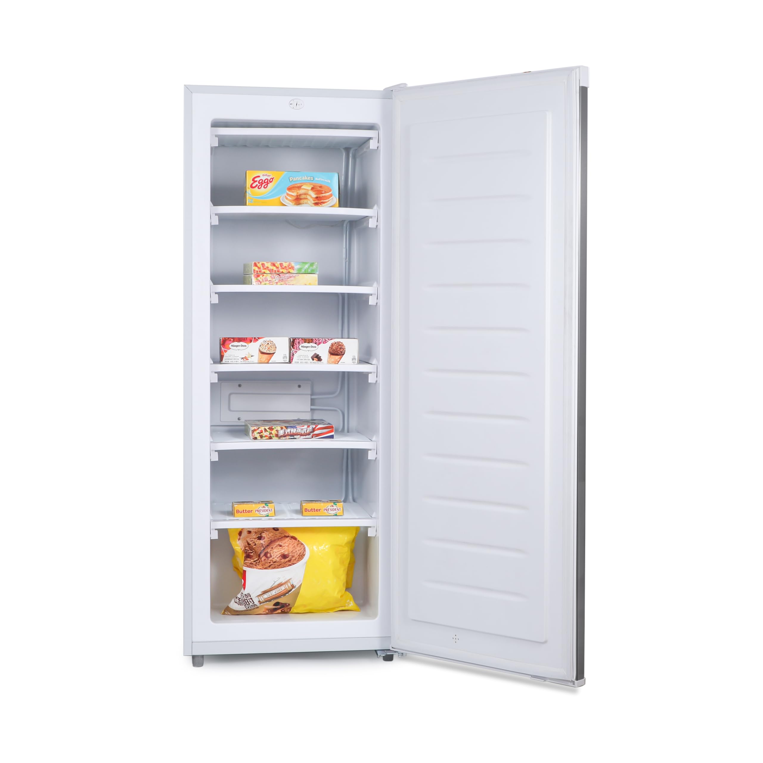 Commercial Cool Upright Freezer, Stand Up Freezer 6 Cu Ft with Reversible Door, White with VCM Door