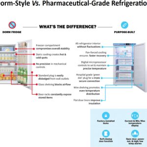 Summit Appliance ARS12PV Pharma-Vac Performance Series 12 Cu.Ft. Uprigth All-refrigerator for Vaccine Storage with Automatic Defrost, Factory-installed Lock, Digital Thermostat, White Cabinet