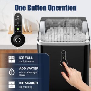 Ice Maker, Portable Ice Maker Countertop with Self-Cleaning, 26lbs/24H, 9 Cubes in 6-8 Mins, Compact Ice Machine with Ice Scoop/Basket, Perfect for Home/Party/Camping/Bar