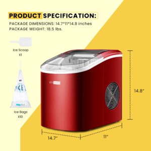 VIVOHOME Electric Portable Compact Countertop Automatic Ice Cube Maker Red with Electric Ice Shaver Snow Cone Maker