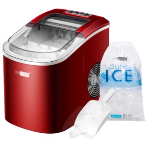 VIVOHOME Electric Portable Compact Countertop Automatic Ice Cube Maker Red with Electric Ice Shaver Snow Cone Maker