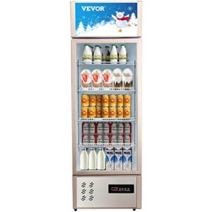 vevor commercial refrigerator,display fridge upright beverage cooler, glass door with led light for home, store, gym or office, (8 cu.ft. single swing door)