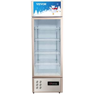 VEVOR Commercial Refrigerator,Display Fridge Upright Beverage Cooler, Glass Door with LED Light for Home, Store, Gym or Office, (8 cu.ft. Single Swing Door)