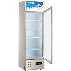 VEVOR Commercial Refrigerator,Display Fridge Upright Beverage Cooler, Glass Door with LED Light for Home, Store, Gym or Office, (8 cu.ft. Single Swing Door)