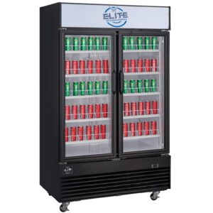 elite kitchen supply commercial etl nsf 47" 34.4 cu. ft. display merchandiser refrigerator with glass doors in black
