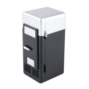 oumij mini usb fridge - led usb refrigerator - portable compact refrigerator - drinks beverage cans,refrigerator and heater - for home,office, car(black)