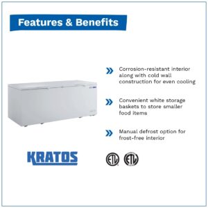 Kratos Refrigeration 69K-750HC Solid Top Chest Freezer, 23.6 Cu. Ft. Capacity
