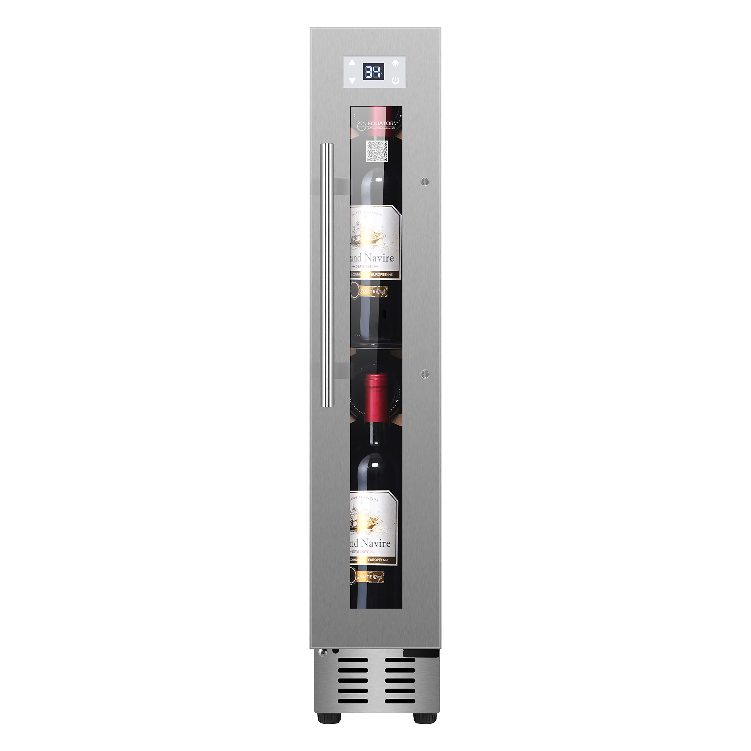 EQUATOR 9 bottle Built-in/Freestanding Wine Ref with 7 color LED Lights (Stainless)