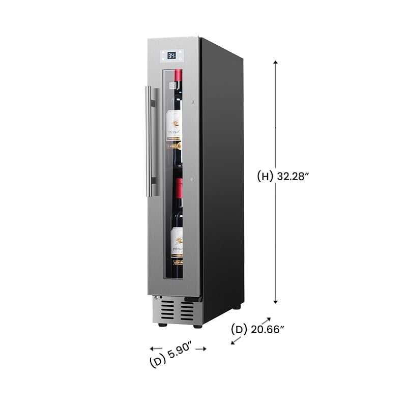 EQUATOR 9 bottle Built-in/Freestanding Wine Ref with 7 color LED Lights (Stainless)