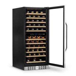 Newair 24" Wine Cooler Refrigerator, Large 116 Bottle Built-in or Freestanding Dual Zone Wine Cellar in Stainless Steel with Precision Thermostat, Full Extension Beechwood Shelves