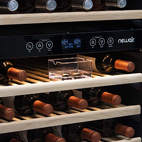 Newair 24" Wine Cooler Refrigerator, Large 116 Bottle Built-in or Freestanding Dual Zone Wine Cellar in Stainless Steel with Precision Thermostat, Full Extension Beechwood Shelves