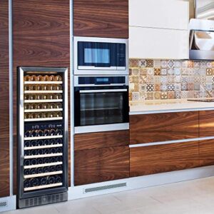 Newair 24" Wine Cooler Refrigerator, Large 116 Bottle Built-in or Freestanding Dual Zone Wine Cellar in Stainless Steel with Precision Thermostat, Full Extension Beechwood Shelves