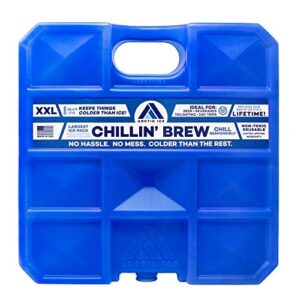 arctic ice chillin' brew series reusable ice pack for coolers, lunch boxes, camping, fishing, hunting and more, freezes at 28f - xx-large (10 lbs)