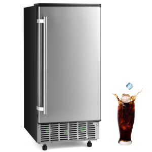costway commercial ice maker machine, 80 lbs/24h ice cube maker machine with 24 lbs storage capacity, cold insulation, 24h timer, freestanding & under counter lab ice maker