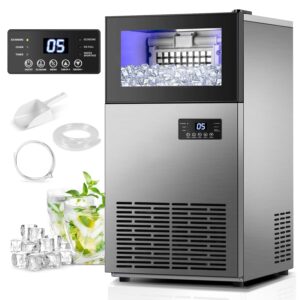 tylza commercial ice maker 160 lbs/24h, 15" wide under counter ice maker with 35lbs ice storage capacity, commercial ice machine self clean stainless steel built-in or freestanding large ice machine