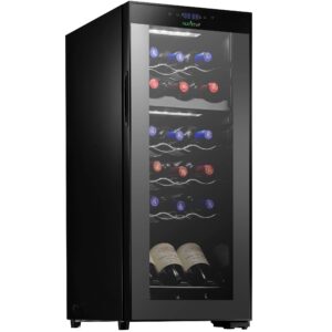 nutrichef pkcwcds188 cellar cooler for white and red wines chiller, 18 bottle dual zone-black