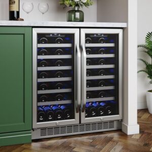 EdgeStar CWR5631FD 30-Inch 56 Bottle Built-In Dual Zone French Door Wine Cooler