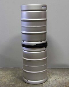 half-barrel keg stacker - safely stack half-barrel kegs (most common keg size) with these durable stacking rings. keg stackers will double your walk-in cooler's floor space.