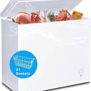 SMETA Deep Freezer Chest Freezer 7.0 Cubic Feet Freezers Chest 8 cu. ft Meat Freezer for Office, Home, Kitchen, Garage Ready Outdoor with Removable Basket Thermostat Control for Apartment Dorm, White