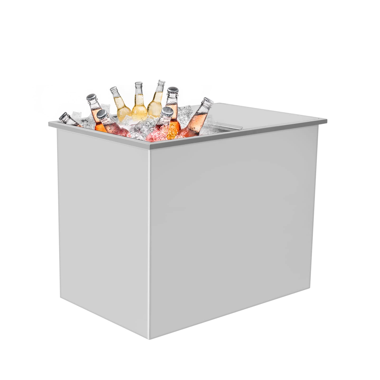 MARTEXBUY Drop In Ice Chest, 27L x 18W x 21H Inch Stainless Steel Ice Cooler with Sliding Cover, Drop in Ice Bin Outdoor Kitchen for Cold Wine Beer Beverage