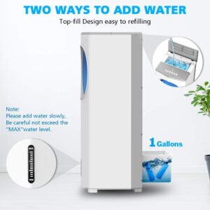 3 In 1 Evaporative Air Cooler, LifePlus Portable Bladeless Cooling Fan w/Cooling & Humidification Function, Swamp Cooler with 2 Ways Water Filling, Remote Control, 3 Wind Speed and 4 Modes, 1 Gallon Water Tank for Living Room Office