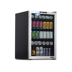 newair beverage refrigerator and cooler, free standing glass door refrigerator holds up to 160 cans, cools down to 37 degrees perfect beverage mini fridge organizer for beer, wine, & drinks