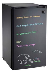 rca 3.2 cu. ft fridge, black erase board refrigerator with neon markers