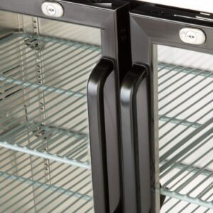 Peak Cold 60" Glass Door Back Bar Cooler; Counter Height Refrigerator with 2 Glass Doors
