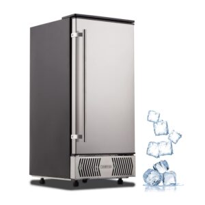 kognita under counter ice maker home built in ice machine with drain pump, 2 ice scoops, 15 inch large commercial ice maker with water line, 80lbs per day,square ice cube sheet - silver