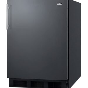 Summit Appliance FF63BK Freestanding Residential Counter Height 24" Wide All-refrigerator in Black Exterior with Auto Defrost, Deluxe Interior, Pro Style Handle and Adjustable Thermostat