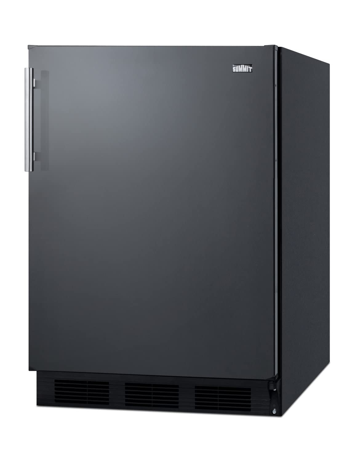 Summit Appliance FF63BK Freestanding Residential Counter Height 24" Wide All-refrigerator in Black Exterior with Auto Defrost, Deluxe Interior, Pro Style Handle and Adjustable Thermostat