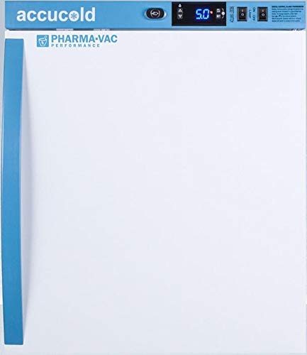 Accucold 1 cu ft Countertop Pharma-Vac Medical Refrigerator w/Solid Door - Temperature Alarm, 115v