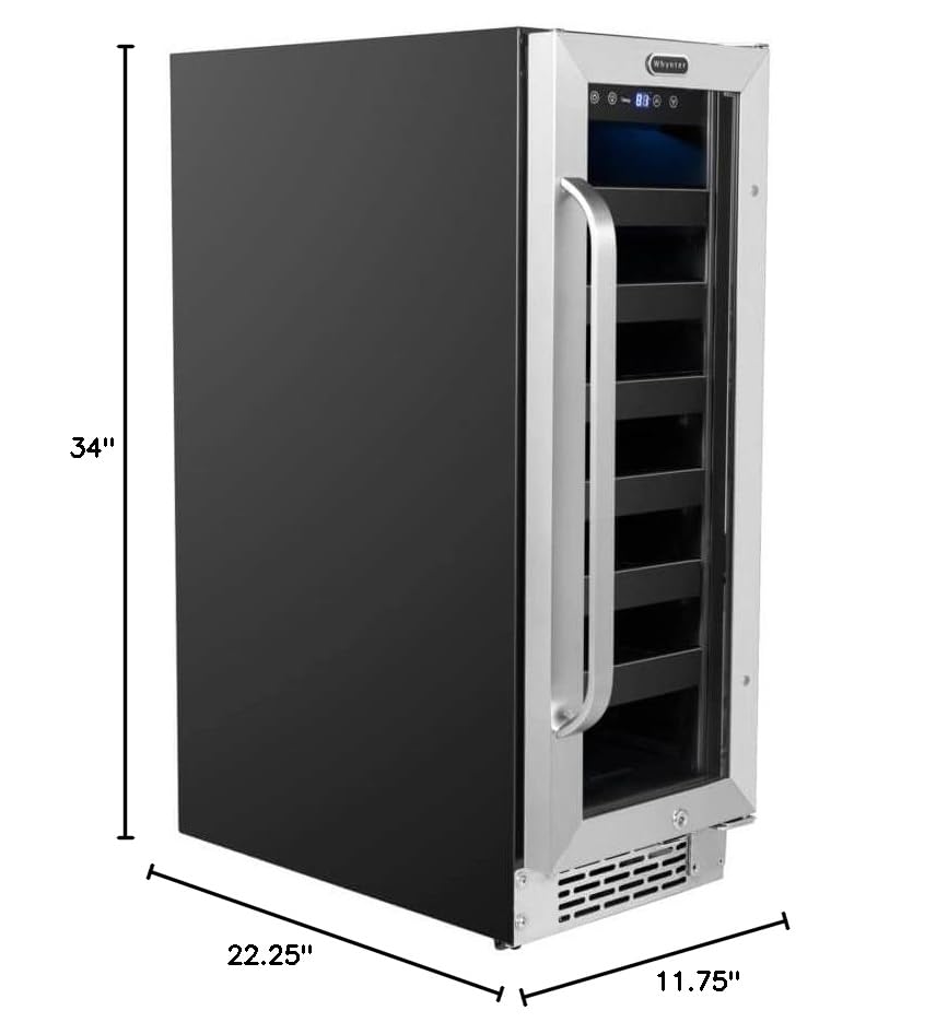 Whynter BWR-208SB Stainless Steel 12 inch Built Undercounter Wine Refrigerator with Reversible Door, Digital Control and Lock, 20-Bottle