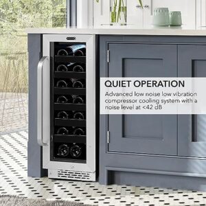 Whynter BWR-208SB Stainless Steel 12 inch Built Undercounter Wine Refrigerator with Reversible Door, Digital Control and Lock, 20-Bottle