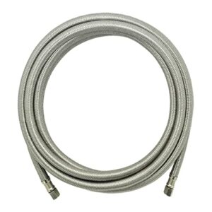 ice maker hose 15 ft, stainless steel braided refrigerator ice maker connector water supply line with 1/4" comp by 1/4" comp connection