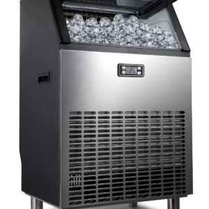 ADT Ice Mahcine Stainless Steel Under Counter Freestanding Commercial Ice Maker Machine for Home/Kitchen/Office/Restaurant/Bar/Coffee (270LB, Single-Water Inlet)