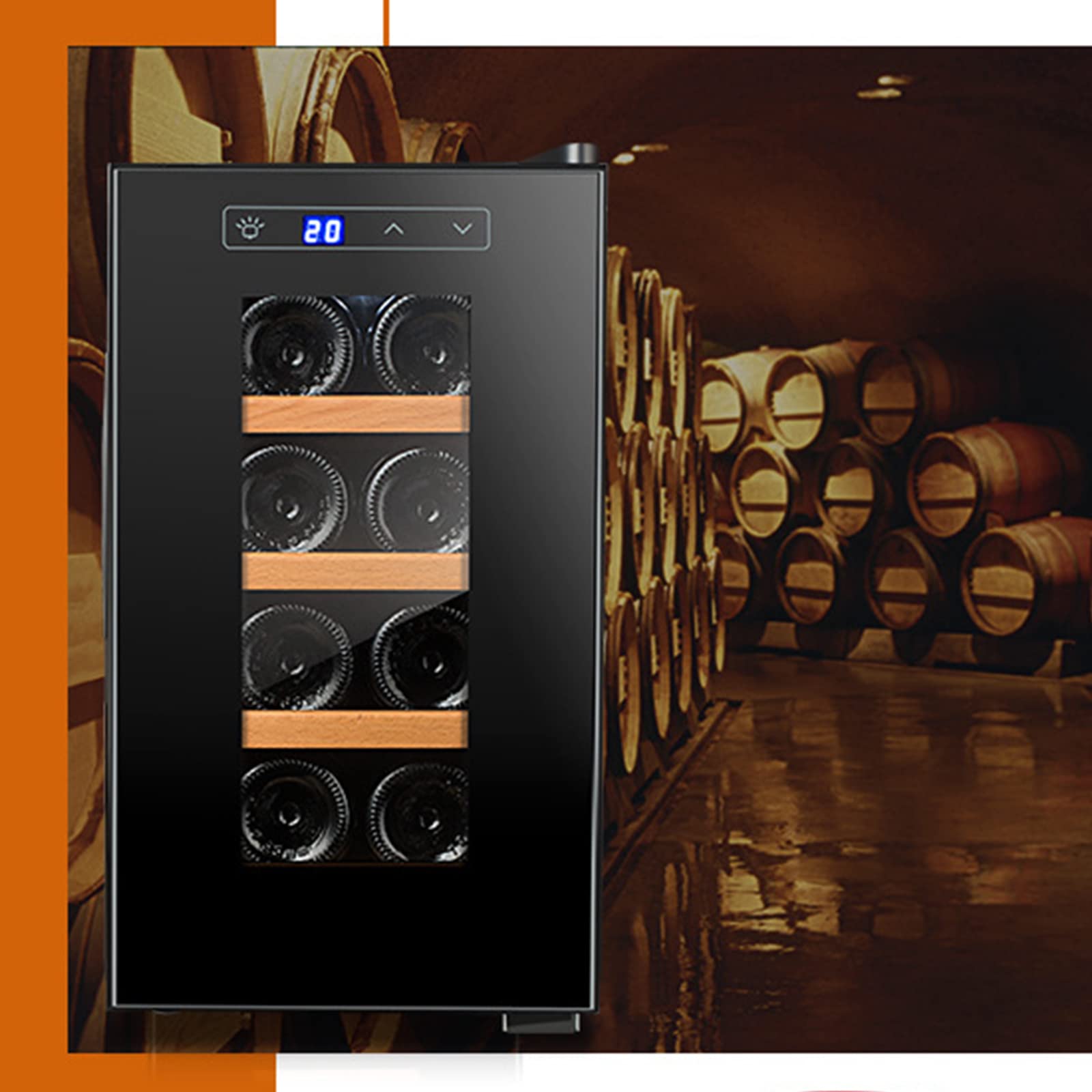 Bottle Wine Cooler Fridge with Digital Touch Screen Controls & LED Light,Stand,23L