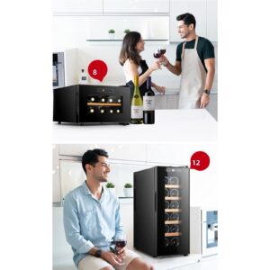 Bottle Wine Cooler Fridge with Digital Touch Screen Controls & LED Light,Stand,23L