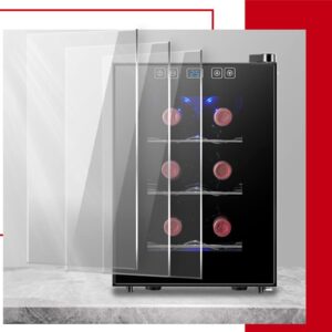 Bottle Wine Cooler Fridge with Digital Touch Screen Controls & LED Light,Stand,23L