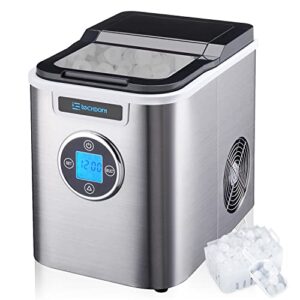 ice maker machine for countertop with automatic self-cleaning, 9 bullet ice cube ready in 7-9 minutes, 26lbs/24h portable ice makers with lcd, s/m/l ice size with scoop and basket for home/bar/office