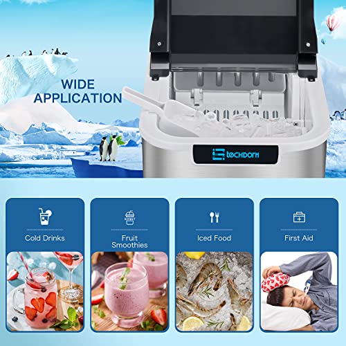 Ice Maker Machine for Countertop with Automatic Self-Cleaning, 9 Bullet Ice Cube Ready in 7-9 Minutes, 26Lbs/24H Portable Ice Makers with LCD, S/M/L Ice Size with Scoop and Basket for Home/Bar/Office