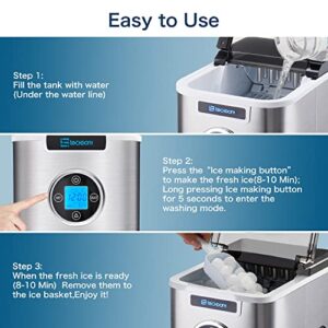 Ice Maker Machine for Countertop with Automatic Self-Cleaning, 9 Bullet Ice Cube Ready in 7-9 Minutes, 26Lbs/24H Portable Ice Makers with LCD, S/M/L Ice Size with Scoop and Basket for Home/Bar/Office