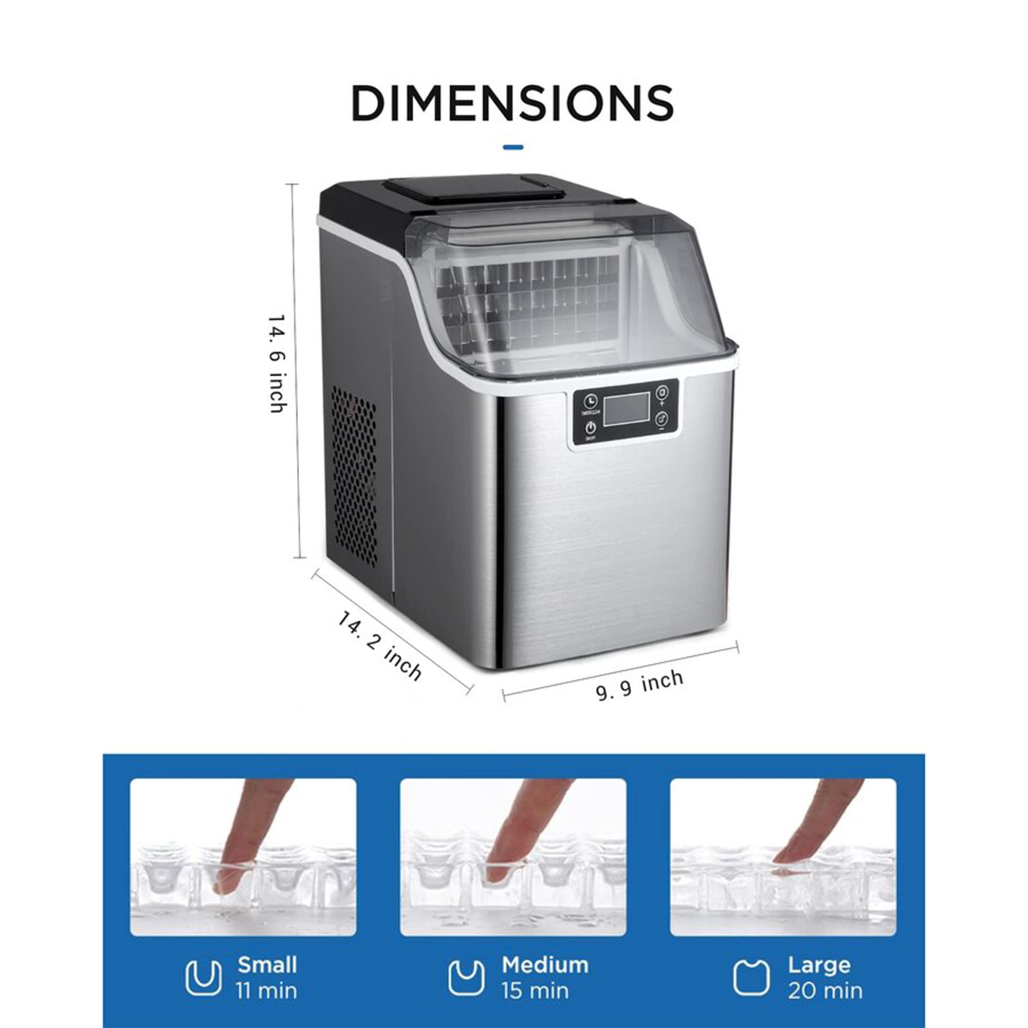 Northair Countertop Ice Maker 1 Gallon Self-Cleaning Square Ice 45lbs Daily Ice Cubes Ready in 20 Minutes with Ice Scoop