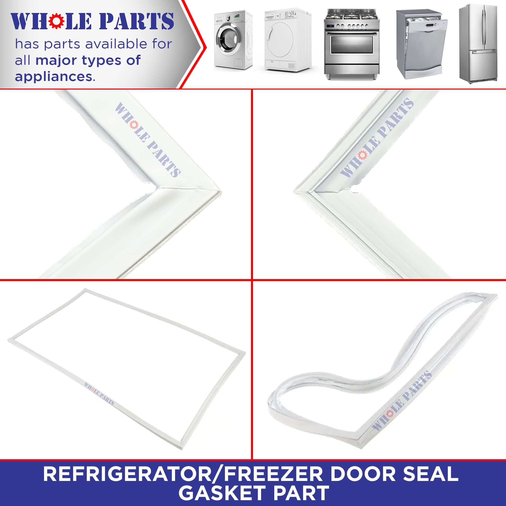 Whole Parts Refrigerator/Freezer Door Seal Gasket Part# 5304505529 - Replacement & Compatible with Some Crosley, Frigidaire and Kenmore Refrigerators or Freezers